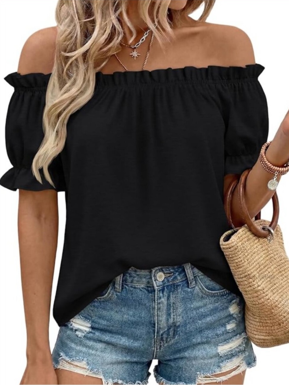 Chelsea & Theodore, NWT, Black Ruffle Blouse